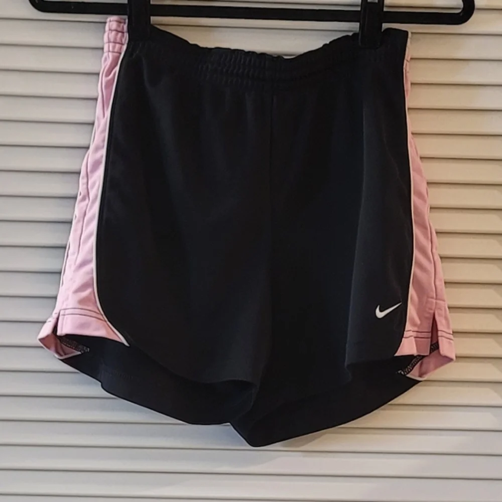 Nike- Black/White/Pink Workout Shorts With Elastic Drawstring Waistband